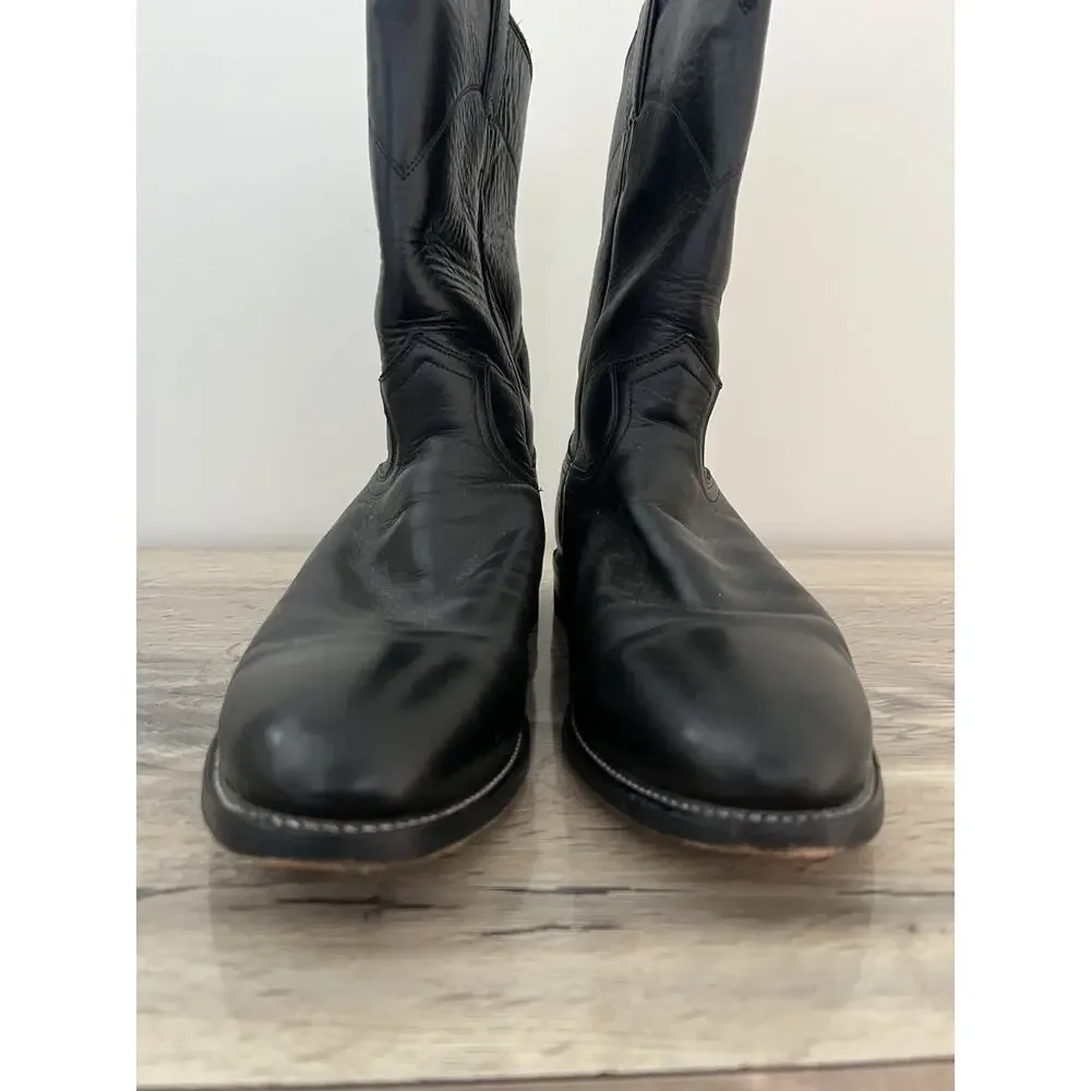 Justin Jackson 10” Roper Western Cowboy Boots Men 8E Black Leather 3133 57978
